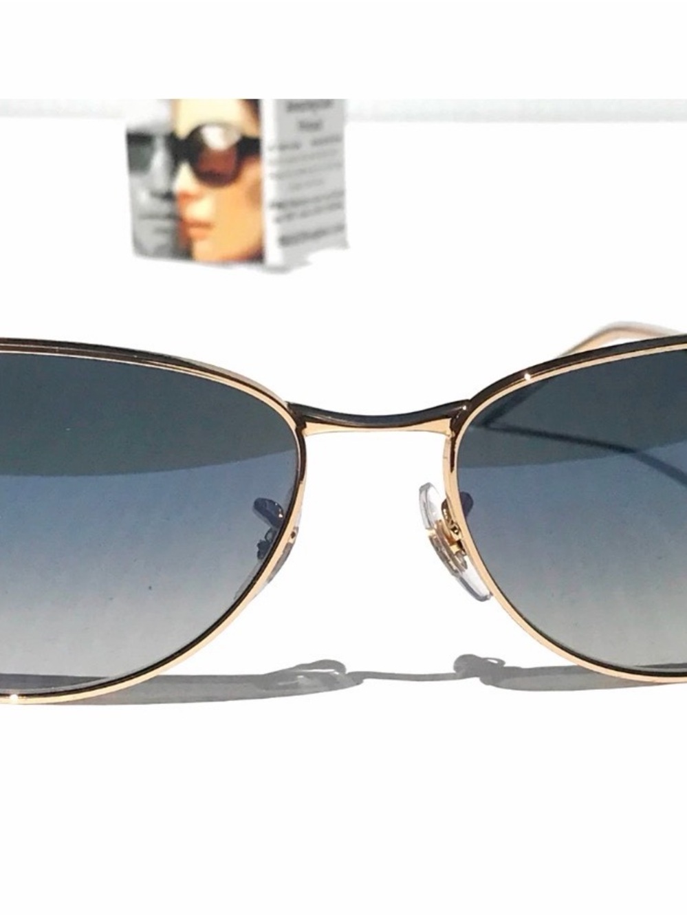 Ray-Ban Gold Frame Blue Gradient Lens Aviator Sunglasses